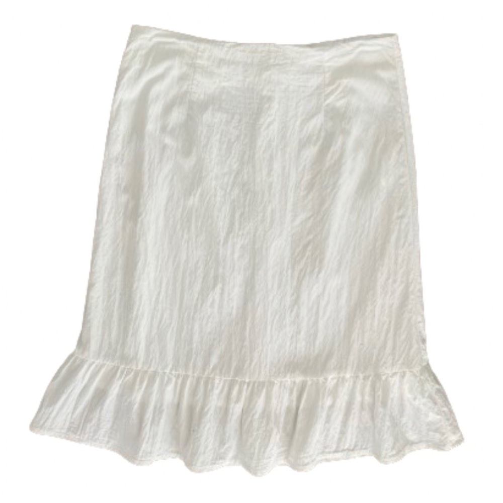 Commense White Frilled Bottom Midi Skirt